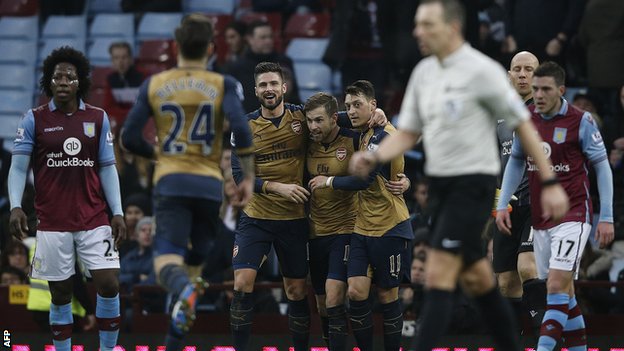 Los jugadores del Arsenal celebrando el segundo gol de su equipo Foto bbc.com/sport