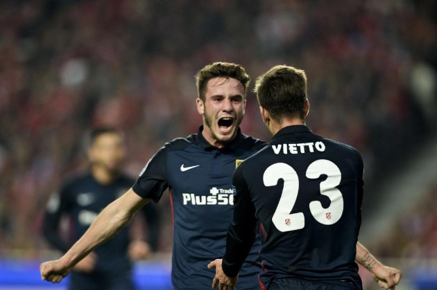 Celebracion Saul y vietto. Benfica-Atleti