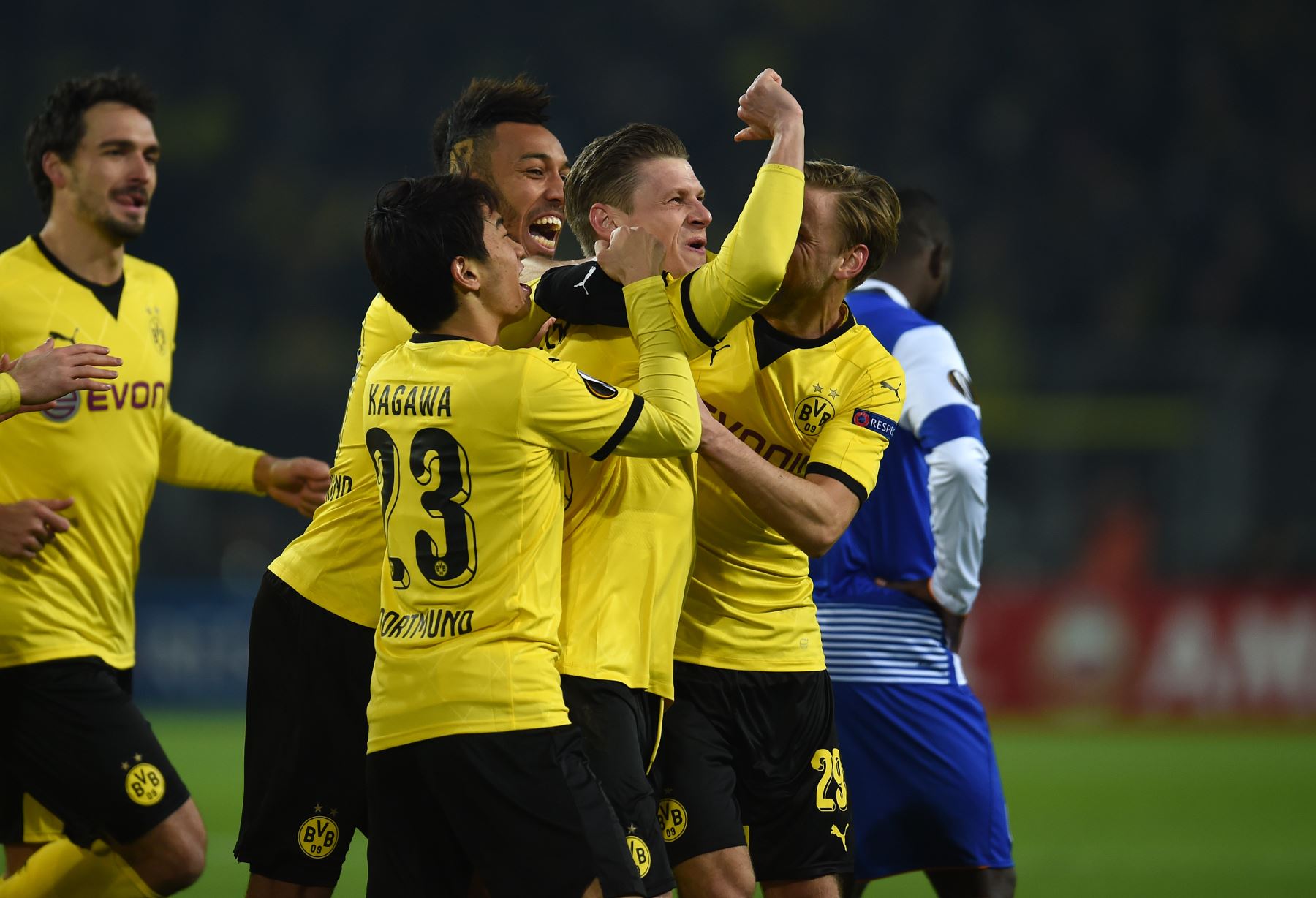 Piszczek celebra el primer gol El Dortmund celebrando el primer gol