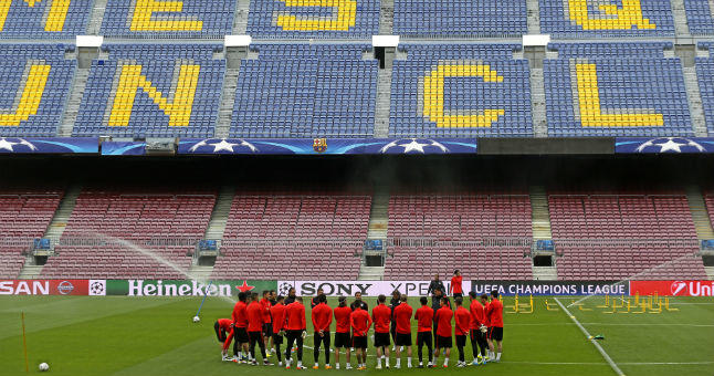 Sesión en el Camp Nou previa al duelo de Champions
