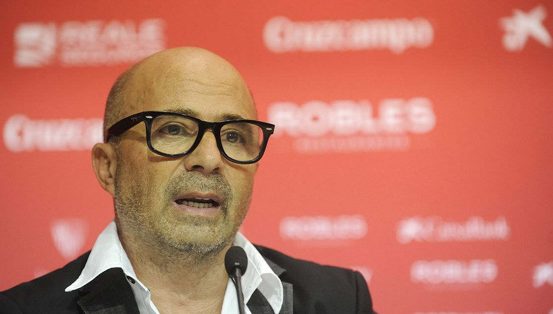 Sampaoli: "El Atlético llega al partido estimulado futbolísticamente" Sampaoli, durante una rueda de prensa