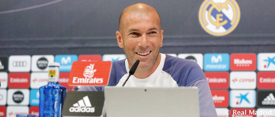Zinedine Zidane en la rueda de prensa de hoy.