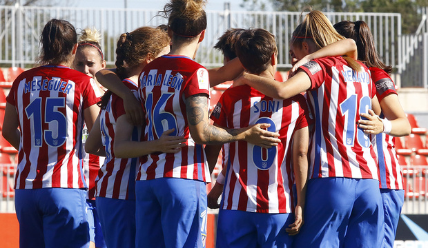 El Atlético Femenino haciendo piña