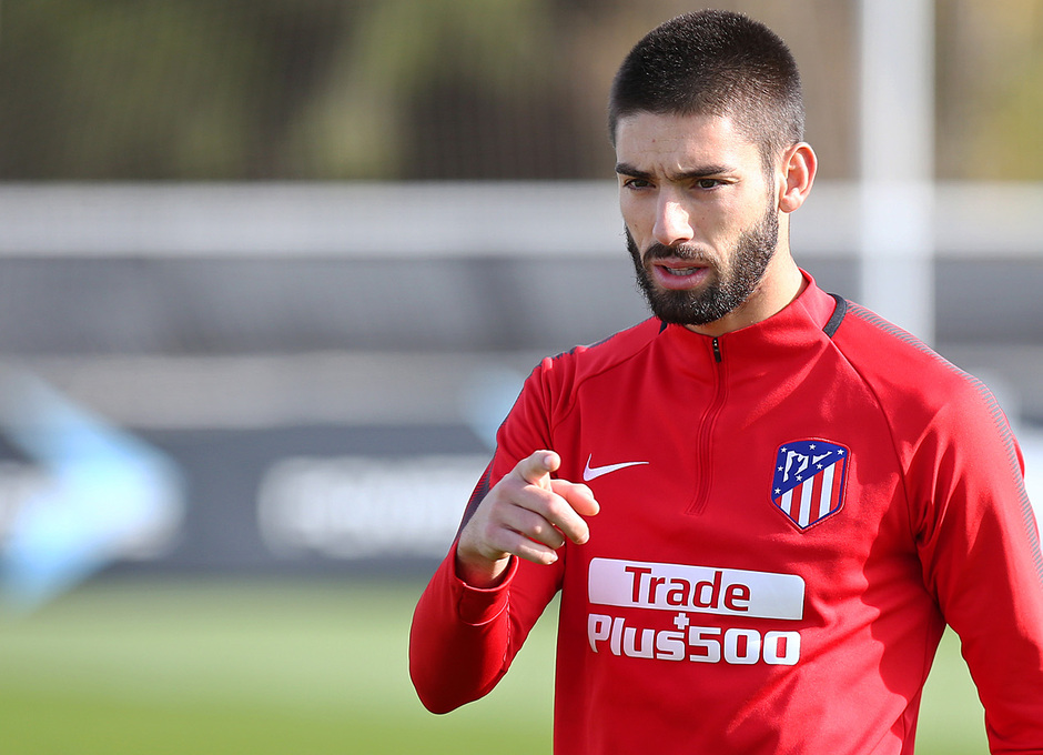 Carrasco durante el entrenamiento de hoy