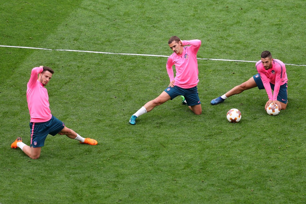 Último entrenamiento del Atlético de Madrid de cara a la final