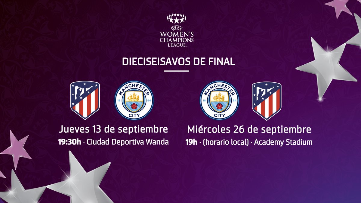 El Atlético Femenino se enfrentará al Manchester City el 13 y 26 de septiembre