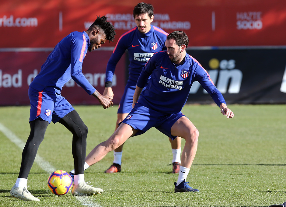Godín durante el entrenamiento