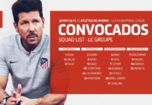 El Atlético viaja a Turín con Godín y sin Lucas, Filipe, Thomas y Costa