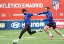 El Atlético ya trabaja en grupos de 14 jugadores