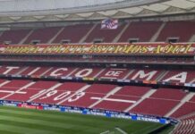 La pancarta que lucirá el Metropolitano durante el derbi